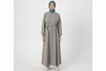 Cotton belted dress in grey