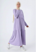 Ruffled cotton dress in lavender