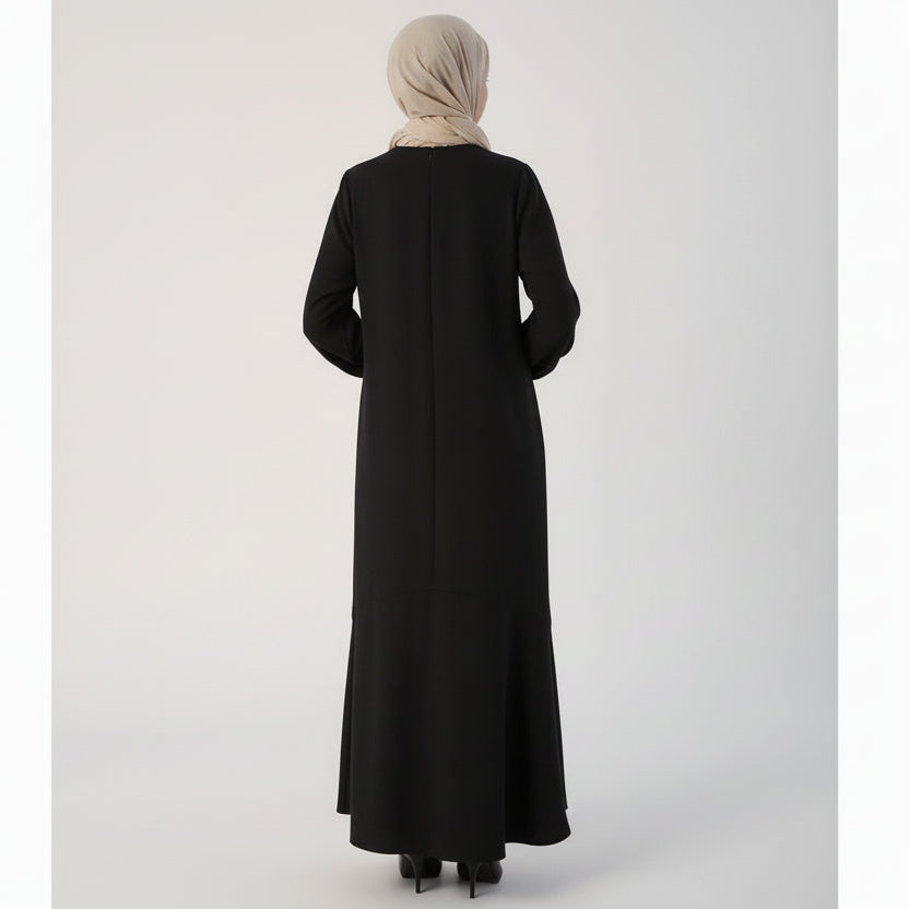 Hem flare dress in black