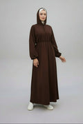 Hooded sweatshirt dress in brown