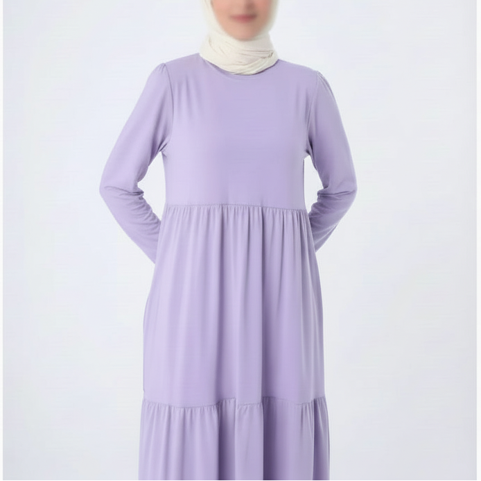 Ruffled cotton dress in lavender