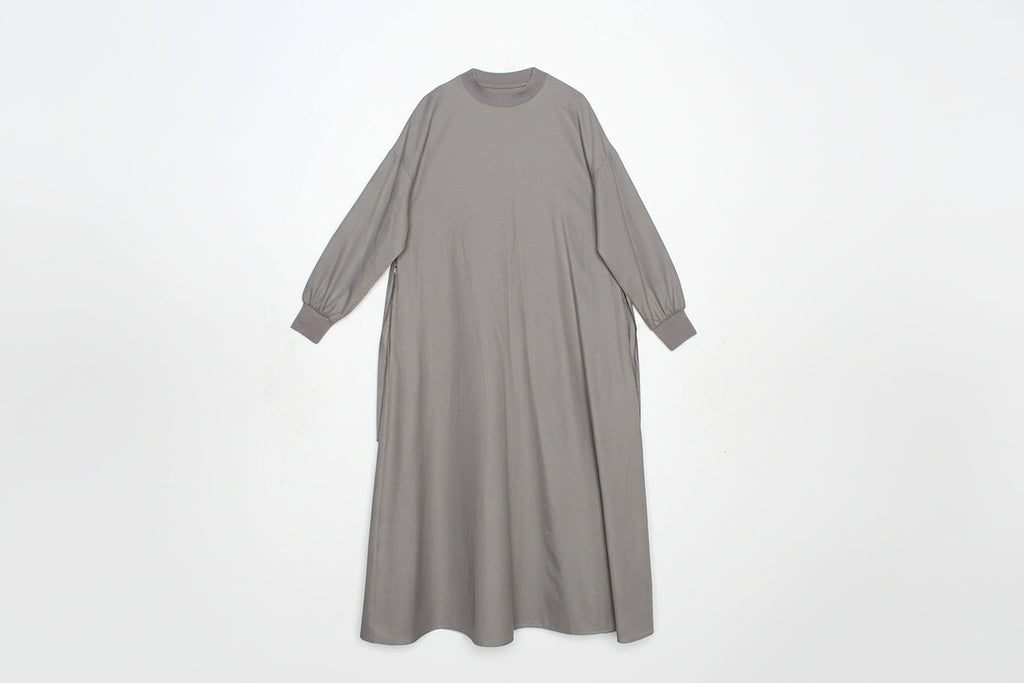 Cotton belted dress in grey
