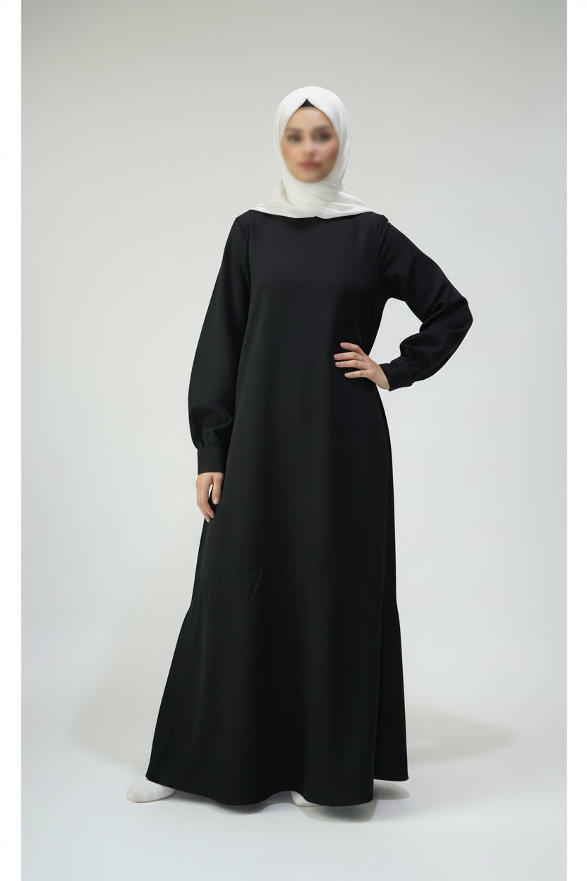 Hem flare dress in black