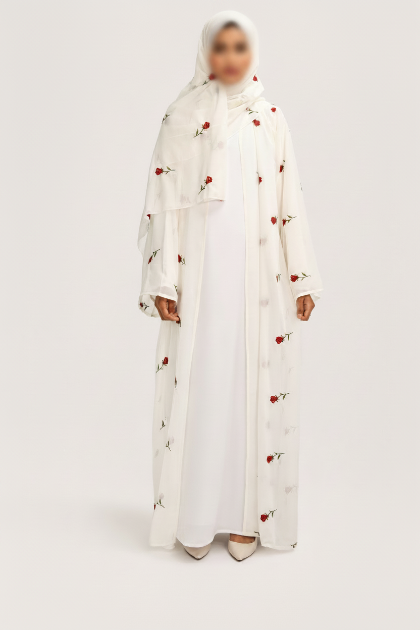 Rose d'Amour Abaya in White