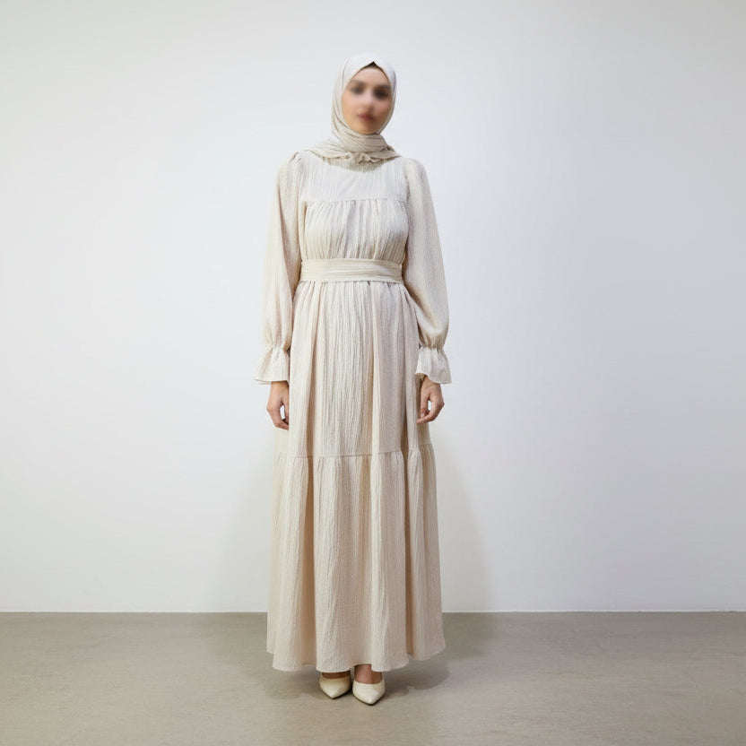 Alana belted dress in Vanilla