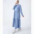 Ruffled Cotton Dress in Blue