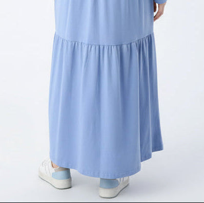 Ruffled Cotton Dress in Blue