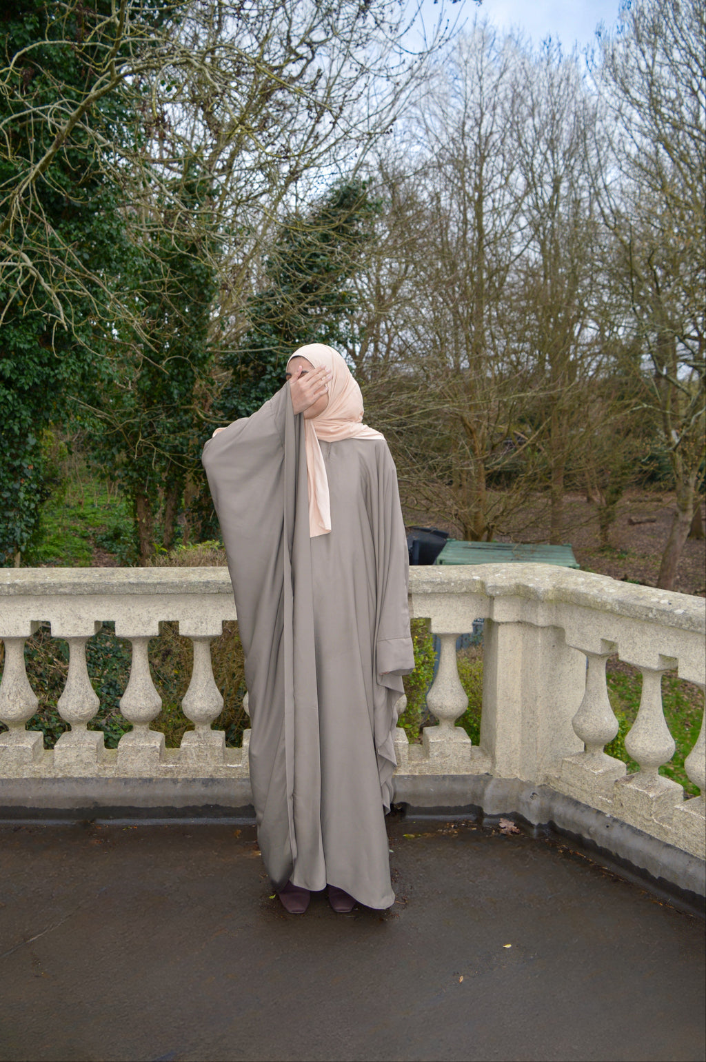 Signature Butterfly Abaya in grey