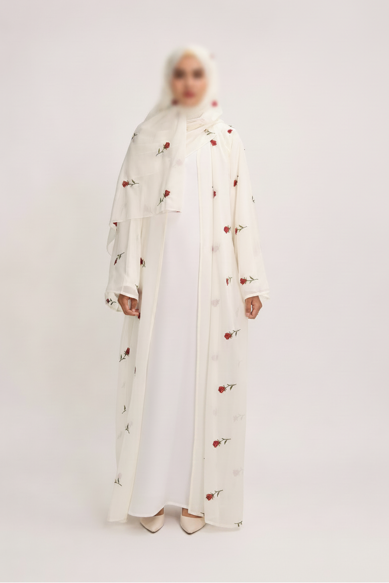 Rose d'Amour Abaya in White
