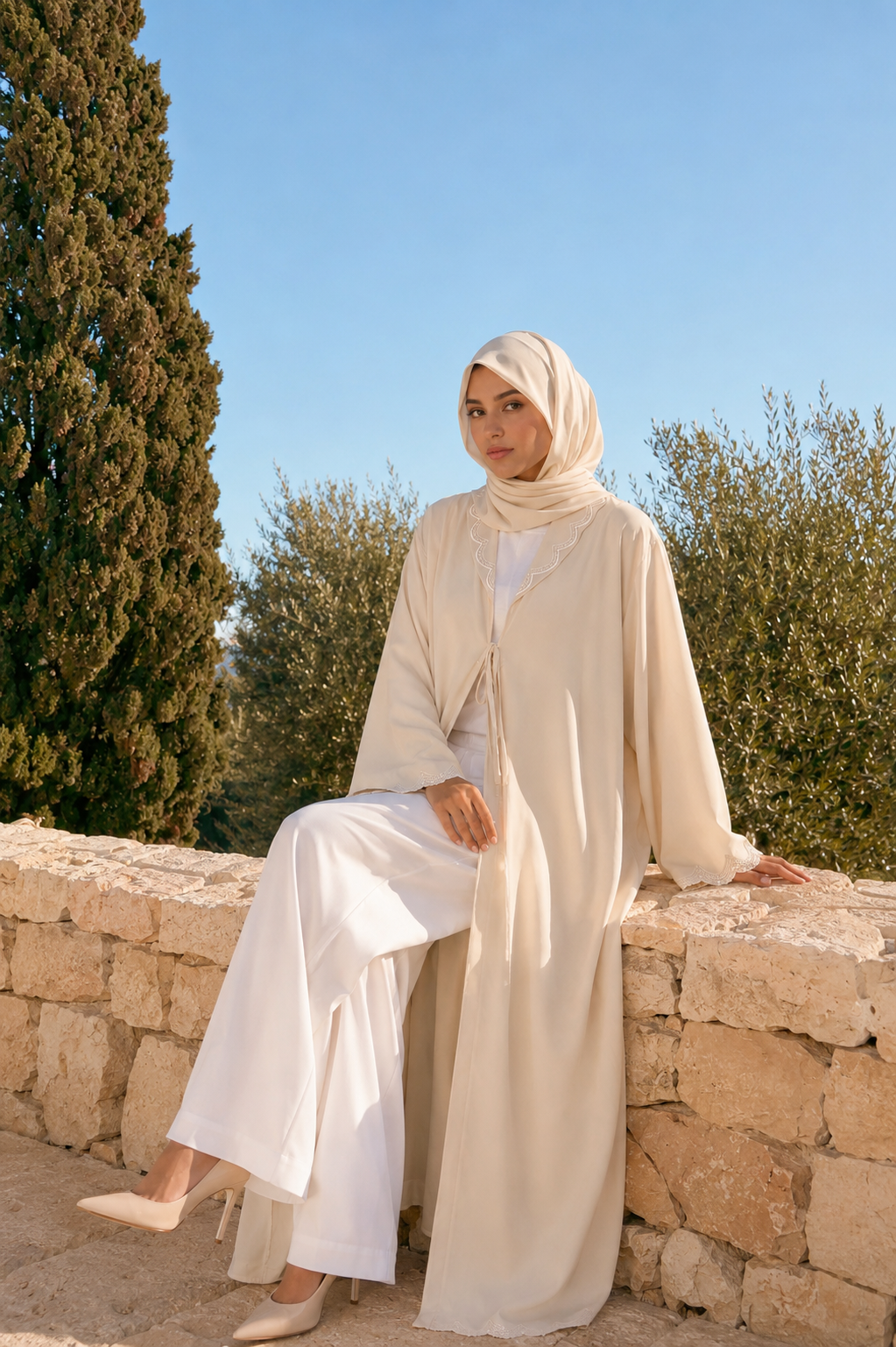 The Ivory Tie abaya